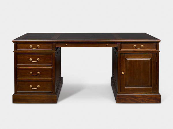 Regent 180x90 Walnoot, klassiek Engels bureau, massief mahoniehout