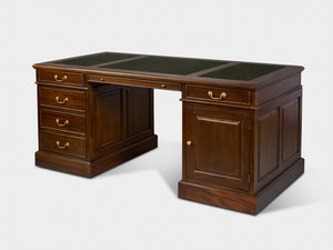 Regent 180x90 Walnoot, klassiek Engels bureau, massief mahoniehout