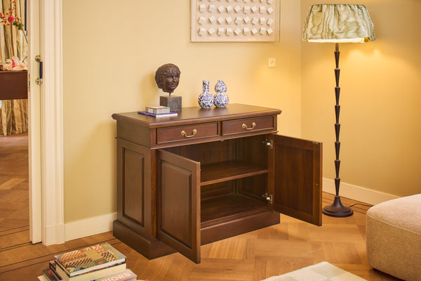 Dressoir smal Walnoot Gouden grepen