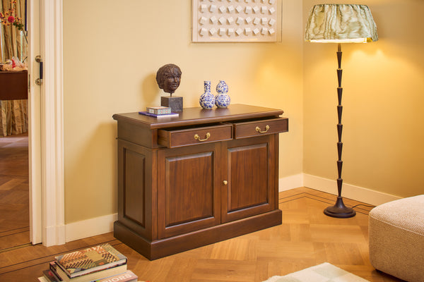 Dressoir smal Walnoot Gouden grepen