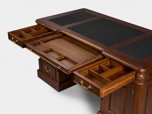 Pillar 160x80 Amber, klassiek Engels bureau, massief mahoniehout