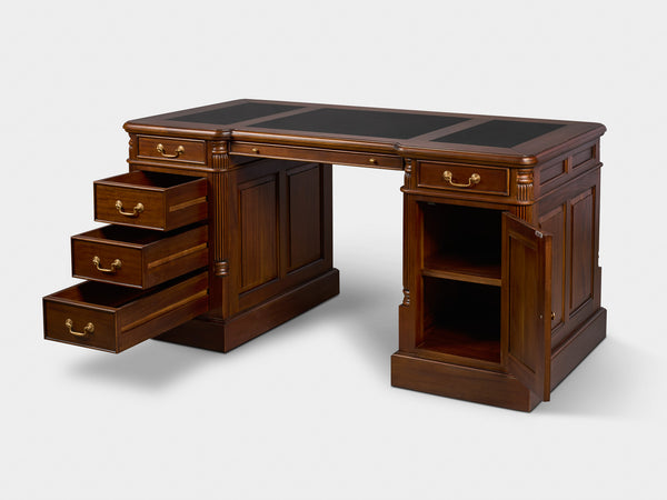 Pillar 160x80 Amber, klassiek Engels bureau, massief mahoniehout