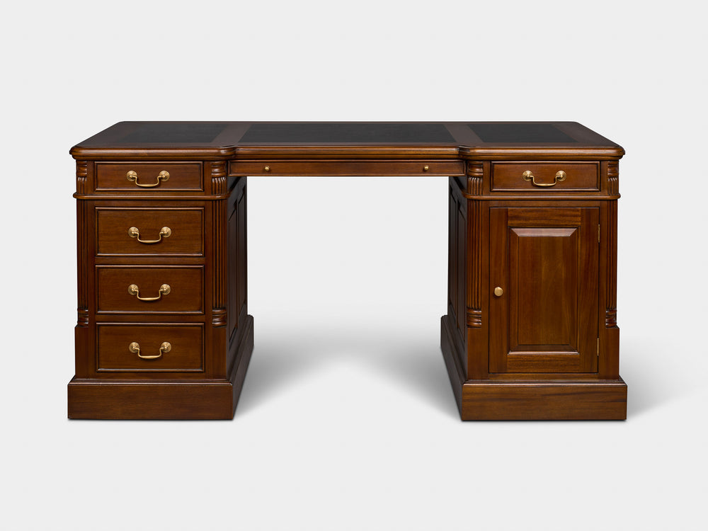 Pillar 160x80 Amber, klassiek Engels bureau, massief mahoniehout