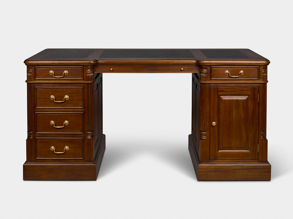 Pillar 160x80 Amber, klassiek Engels bureau, massief mahoniehout