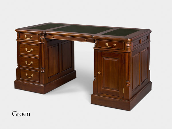 Pillar 160x80 Amber, klassiek Engels bureau, massief mahoniehout