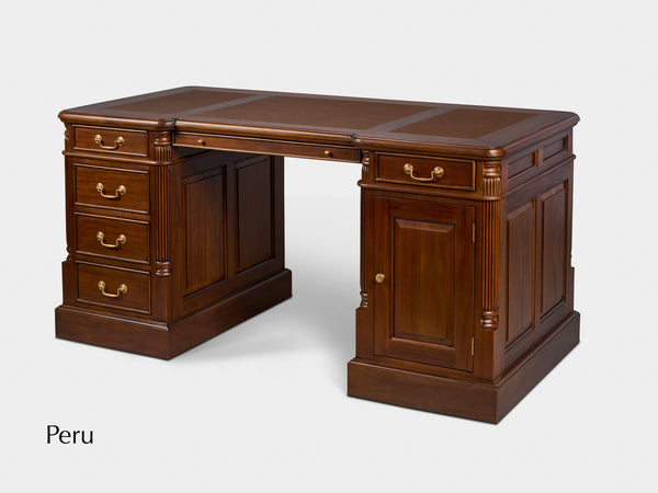 Pillar 160x80 Amber, klassiek Engels bureau, massief mahoniehout