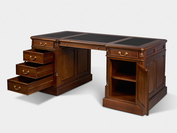 Pillar 180x90 Amber, klassiek Engels bureau, massief mahoniehout