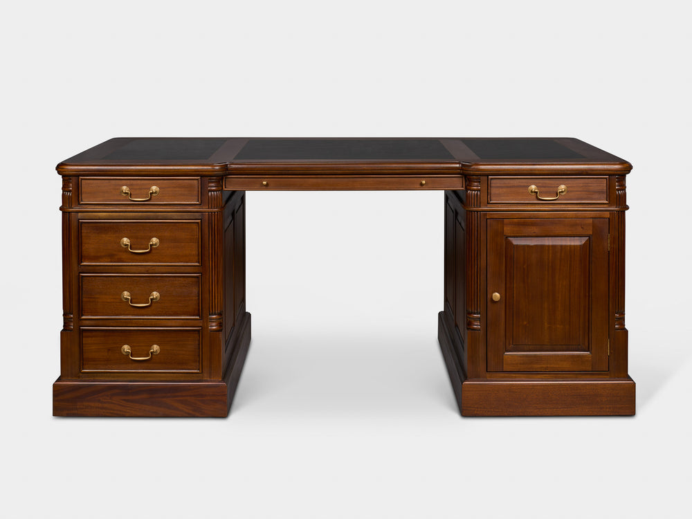 Pillar 180x90 Amber, klassiek Engels bureau, massief mahoniehout