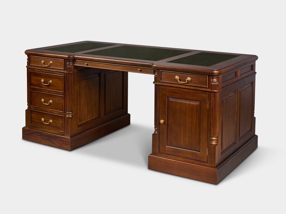 Pillar 180x90 Amber, klassiek Engels bureau, massief mahoniehout