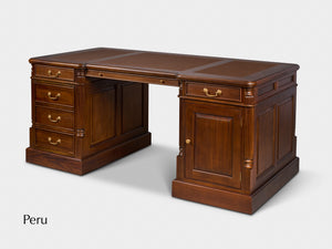Pillar 180x90 Amber, klassiek Engels bureau, massief mahoniehout