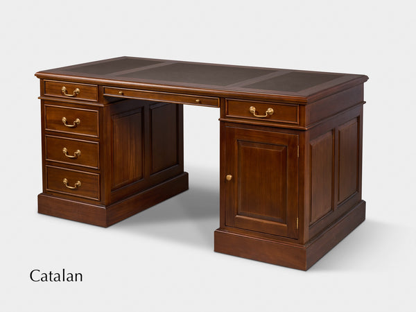 Regent 160x80 Amber, klassiek Engels bureau, massief mahoniehout