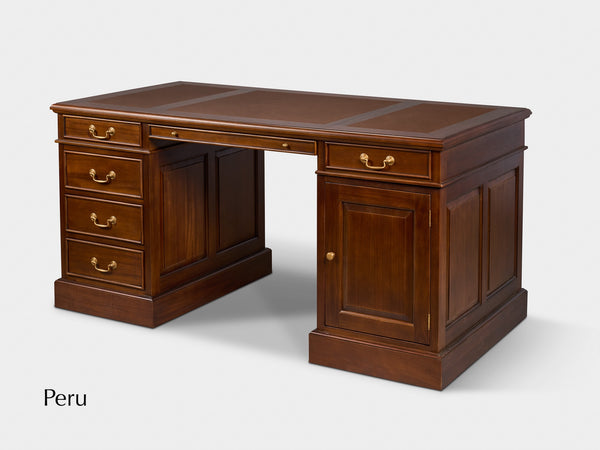 Regent 160x80 Amber, klassiek Engels bureau, massief mahoniehout