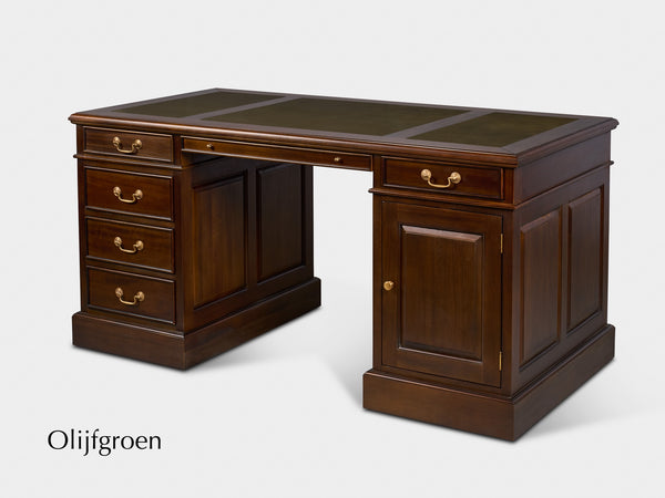 Regent 160x80 Walnoot, klassiek Engels bureau, massief mahoniehout