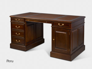 Regent 160x80 Walnoot, klassiek Engels bureau, massief mahoniehout