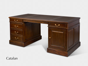 Regent 180x90 Walnoot, klassiek Engels bureau, massief mahoniehout