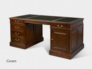 Regent 180x90 Walnoot, klassiek Engels bureau, massief mahoniehout
