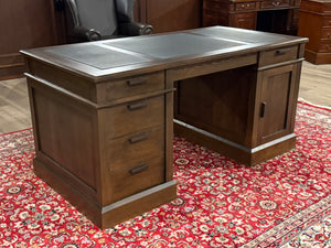 Bureau vintage, bureau anglais classique, chêne, cuir noir, 650
