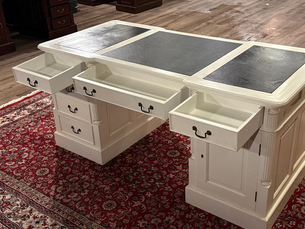 Vintage bureau, wit, klassiek Engels bureau, partnerdesk, 604