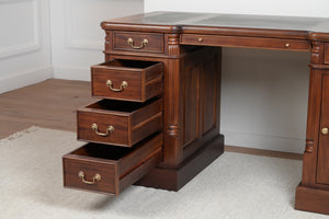 Säule 140x70 Mahagoni, klassischer englischer Schreibtisch, massives Mahagoni