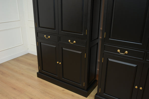 Vintage boekenkast, klassieke Engelse boekenkast, mahoniehout, zwart