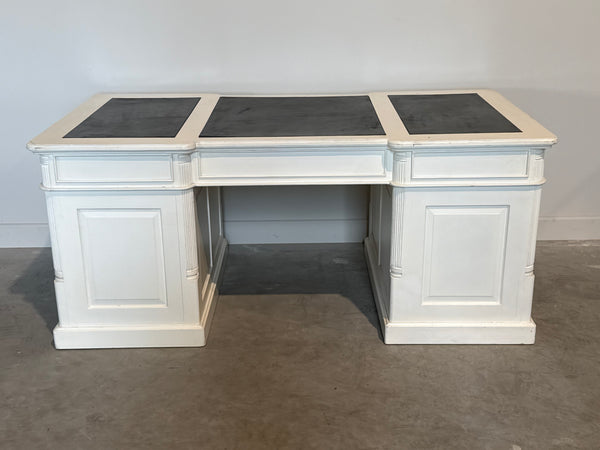 Vintage bureau, klassiek Engels bureau, mahoniehout, zwart leer, 697