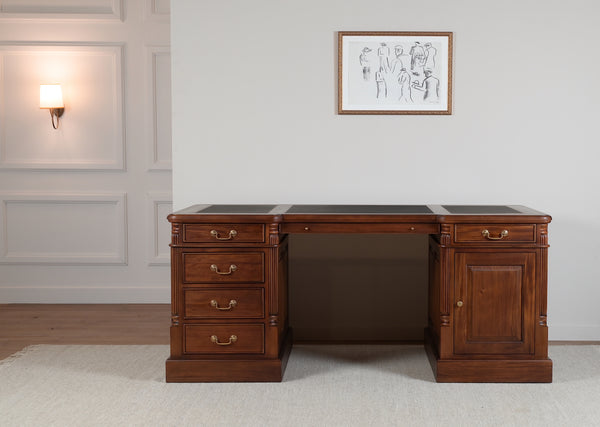 Pilier 180x90 Ambre, bureau anglais classique, acajou massif