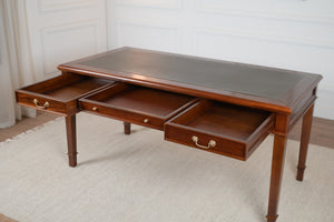 York 160x80 Cedar - klassischer englischer Schreibtisch - Mahagoni - grünes Leder