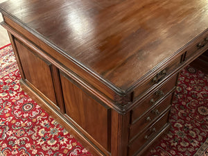 Vintage bureau, partnerdesk, klassiek Engels bureau, mahoniehout, 617