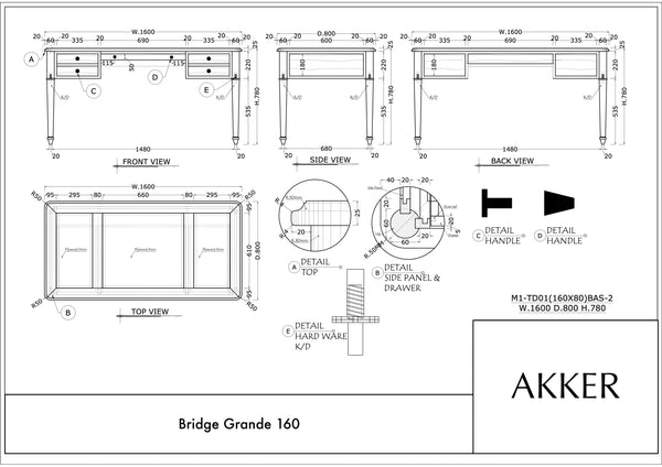 Bridge Grande 160 Walnoot