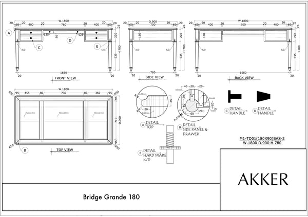Bridge Grande 180 Walnoot