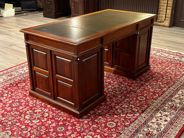 Bureau vintage, bureau anglais classique, acajou, cuir marron, 652