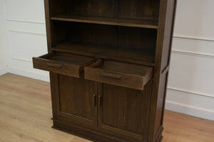 Vintage boekenkast, klassieke Engelse boekenkast, eikenhout