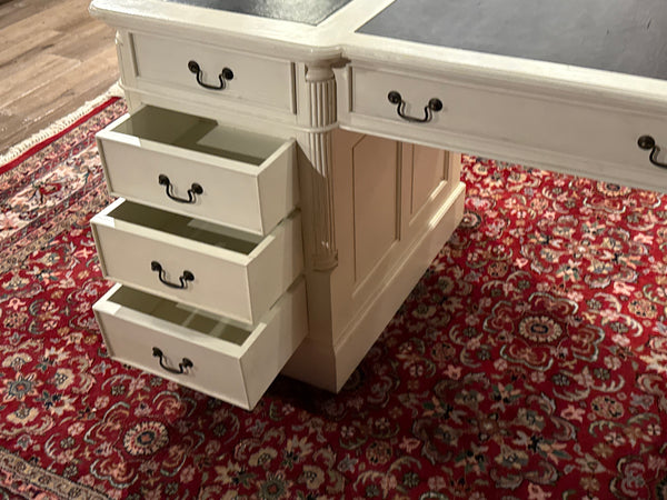 Vintage bureau, wit, klassiek Engels bureau, partnerdesk, 604