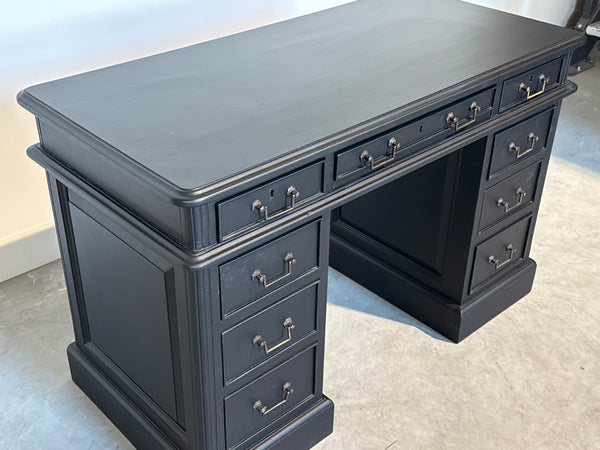 Vintage bureau, partnerdesk, klassiek Engels bureau, mahoniehout , zwart, 714
