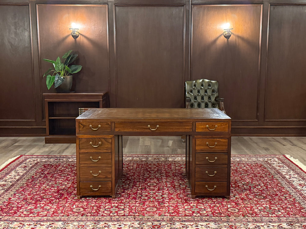 Bureau vintage, bureau anglais classique, bureau double, acajou, 689