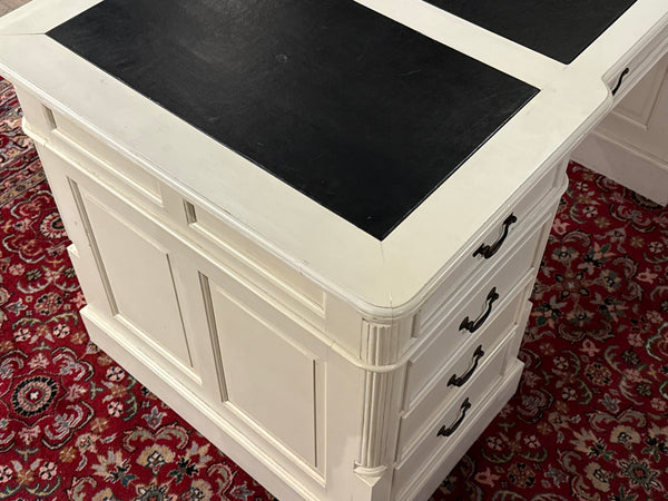 Vintage bureau, wit, klassiek Engels bureau, partnerdesk, 604