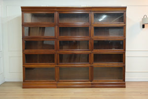 Vintage boekenkasten, 3x globe wernicke stapelkast, mahoniehout, glas