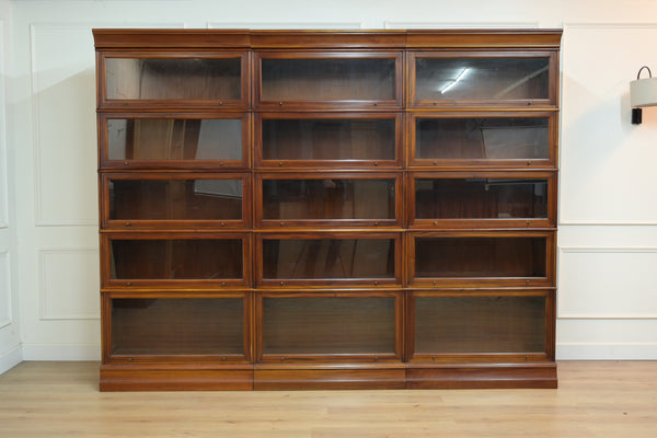 Vintage boekenkasten, 3x globe wernicke stapelkast, mahoniehout, glas