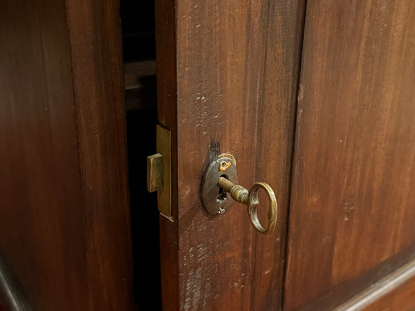 Vintage bureau, klassiek Engels bureau, teakhout, bruin leer, 589