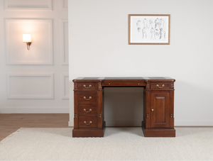 Säule 140x70 Mahagoni, klassischer englischer Schreibtisch, massives Mahagoni