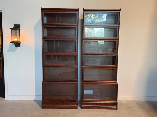 Set van Globe Wernicke boekenkast, stapelbaar, mahoniehout