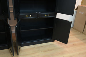 Vintage boekenkast, klassieke Engelse boekenkast, mahoniehout, zwart