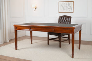 York 185x95 Cedar - klassischer englischer Schreibtisch - Mahagoni - grünes Leder