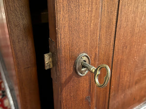 Vintage bureau, klassiek Engels bureau, teakhout, bruin leer, 660