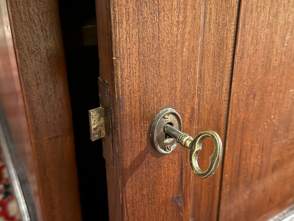 Vintage bureau, klassiek Engels bureau, teakhout, bruin leer, 660