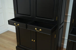 Vintage boekenkast, klassieke Engelse boekenkast, mahoniehout, zwart