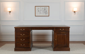 Regent 180x120 Walnoot, Partnerdesk, klassiek Engels bureau, massief mahoniehout