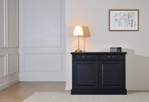 Sideboard schmal Schwarz Griffe aus Messing