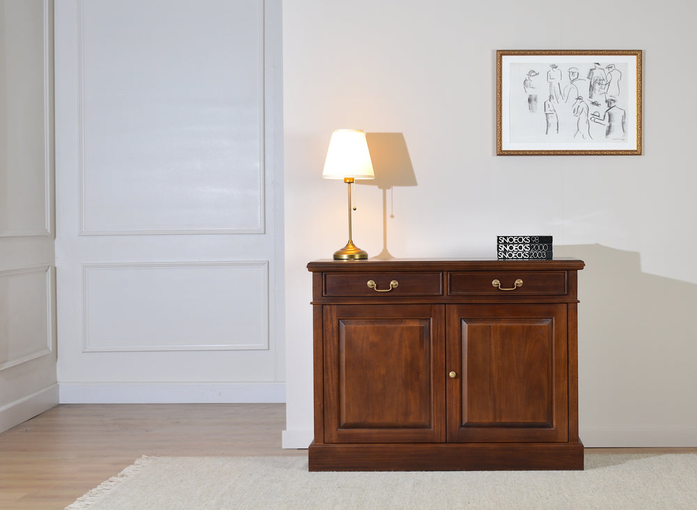 Sideboard Narrow Walnut Gold Handles