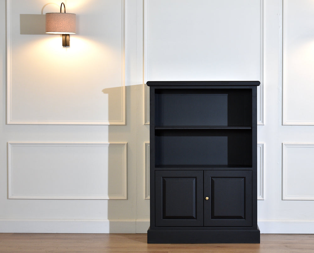 Small Bookcase Open Black Gold Handles